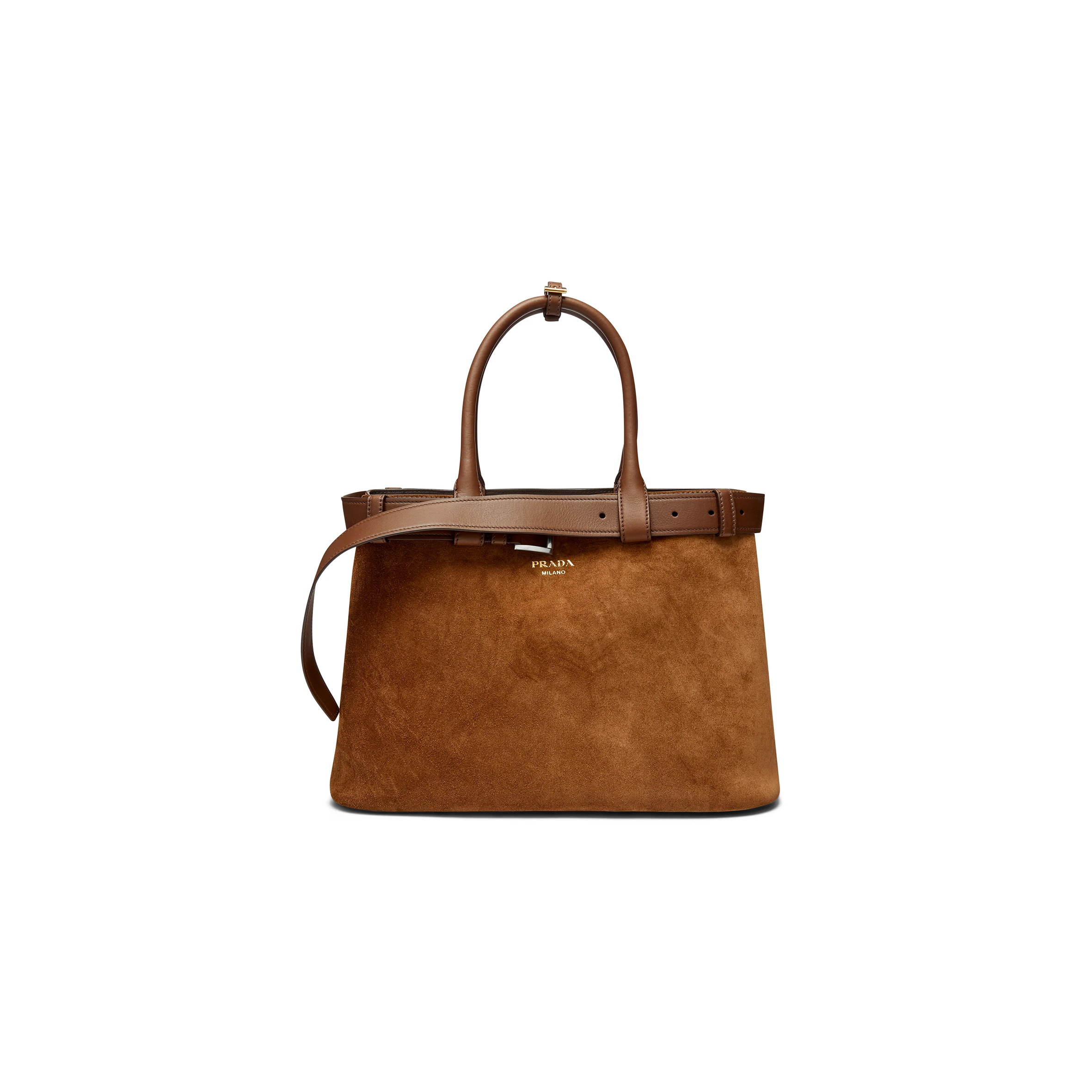 Pra*a large buckle Pra*a buckle suede bag with belt 1ba416 (38*27*14cm)